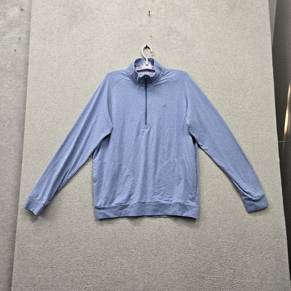 Travismathew Men Sweatshirt M Blue 1/2 Zip Logo Embroidered Activewear Golf